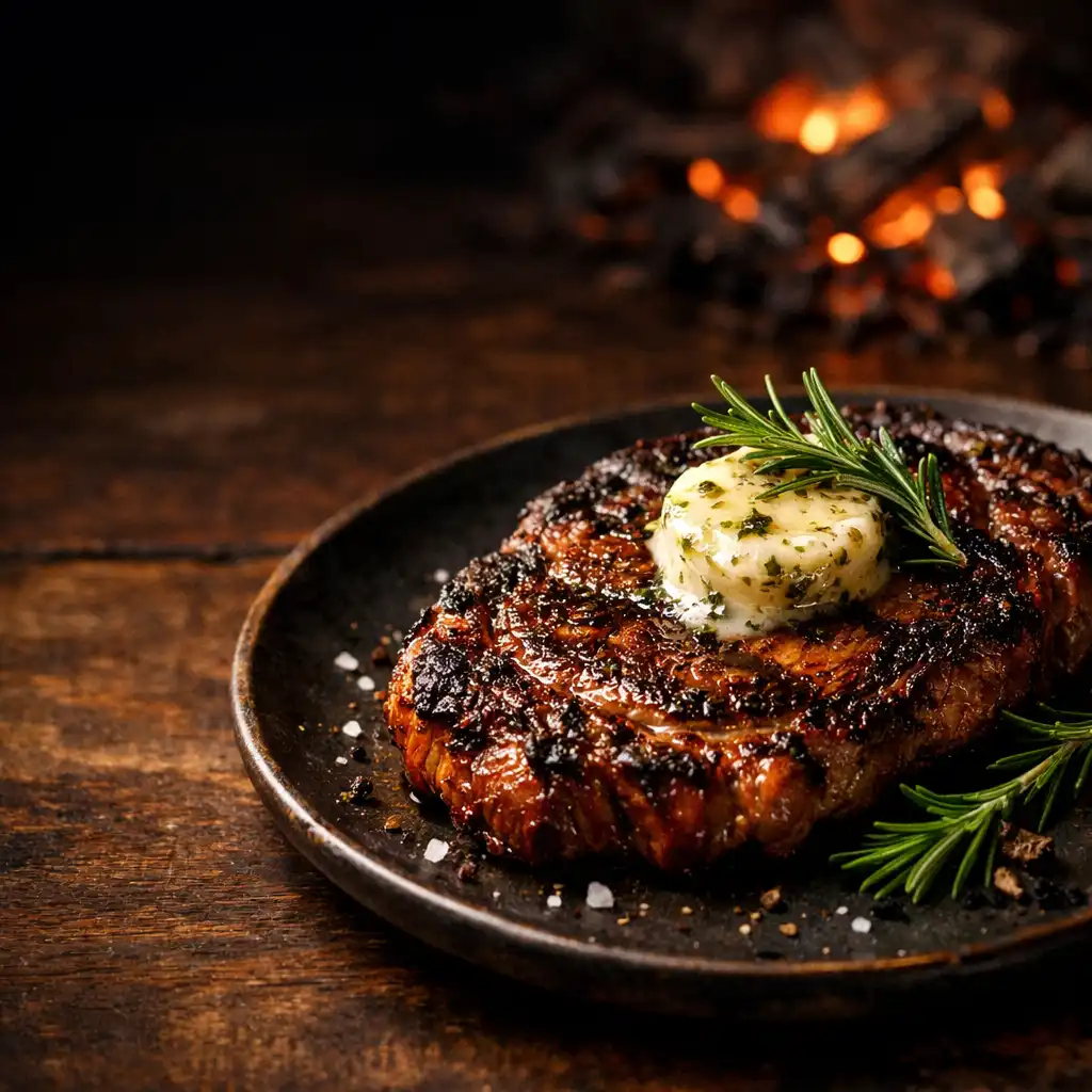 Seared ribeye with smoked bone marrow butter at Ember and Oak